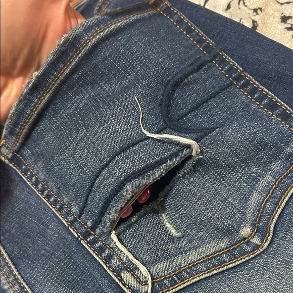 Y2K American Eagle Low Rise Blue Distressed Skinny Jeans Stretch Jegging - Picture 4 of 4